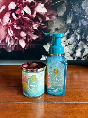 NEW 2-Pc Disney Princess Mulan Single Wick Candle & Foaming Hand Soap BBW